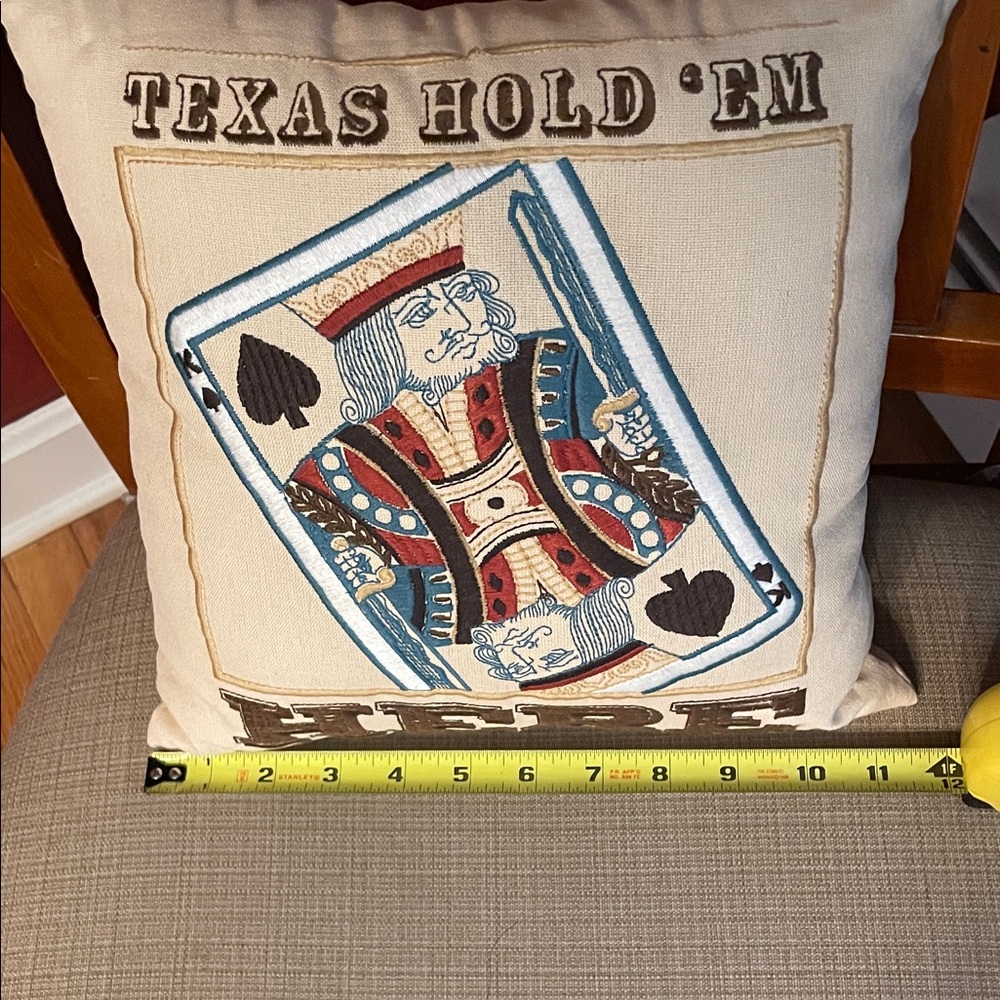 Pottery Barn Embroidered Texas Hold 'Em Decorative Pillow - King of Spades - Picture 5 of 6